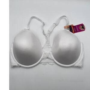 MAIDENFORM UNDERWIRE FRONT CLOSE BRA THE ONE FAB FIT T-BACK LACE WHITE 36DD NEW!